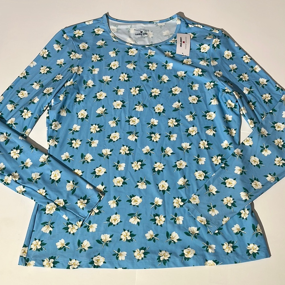 Draper James x Lands' End long sleeve swim tee rash guard size medium NEW!